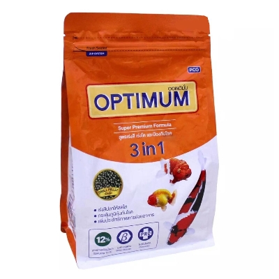 Picture of Optimum 3 in 1 Fish Food for Carp, Goldfish and Cichlid Spirulina 12% Floating Type by Jainsons (Small Pallet) - 400gm
