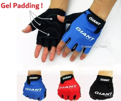 Picture of GIANT 1 Pair Half Gloves. Gel Padded Bike/Scooter/Cycle Riding Hand Gloves.