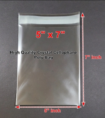 Picture of (5x7) Inch High Quality Crystal Cellophane Poly Bag for use small Product Packaging, Print Label & Invoice Poly bags.