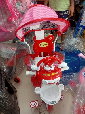 Picture of Baybee Kids Parent Control Push Handle With Umbrella Cruiser Pedal Go Kart Racing Ride On Toy Car For Baby With Curved Seat Baby Tricycle Kid'S Trike/Bicycle Children Tricycle For Boys & Girls Age 0-4 Years(Red)