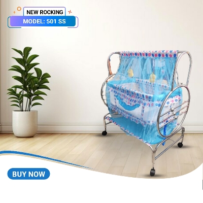 Picture of Stainless Steel Dolna Bed For New Born Baby A Cozy Nest Cradle model no SS 501 With Support dolna bed with mosquito net Bacchader Dolna Baby Dolna