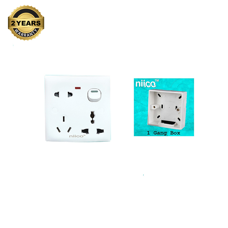 Picture of Niico Classic 6 pin wall switch socket with 1 Gang Mk Box Free - Upscaled Quality