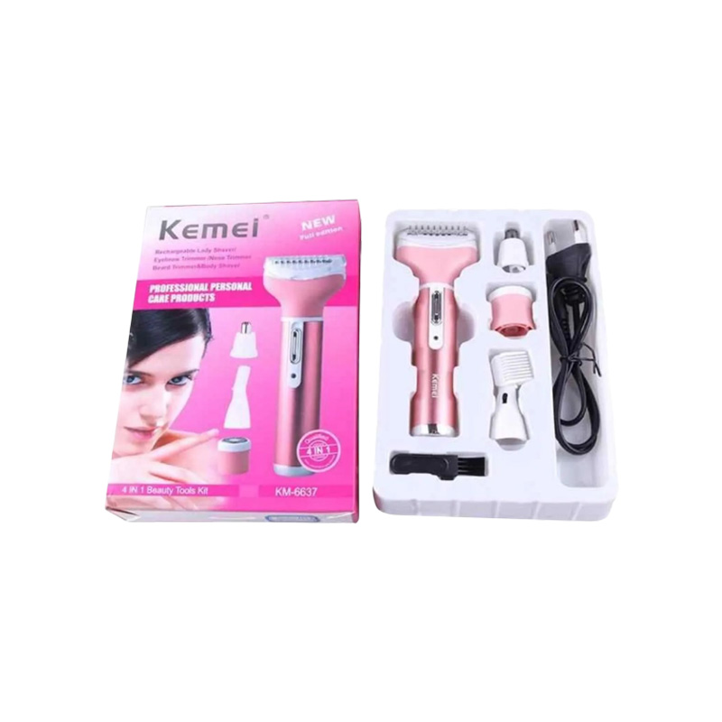 Picture of Kemei KM-6637 Multifunctional 4 in 1 Rechargeable woman body shaver Beard Eyebrow, Nose Trimmer set Female Electric shaver