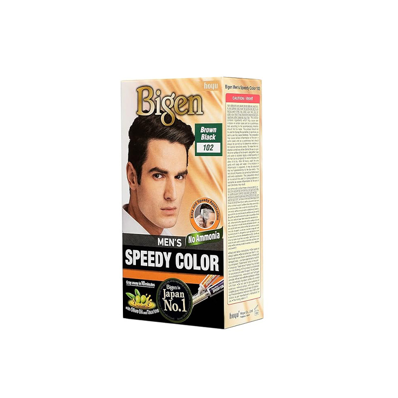 Picture of International Thailand product Bigen Bigen Men's Speedy Hair   Brown Black colour natural black shade no 102 used for male - 40 GM+ 40 GM