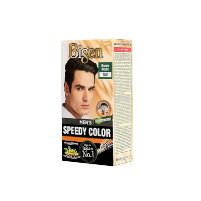 Picture of International Thailand product Bigen Bigen Men's Speedy Hair   Brown Black colour natural black shade no 102 used for male - 40 GM+ 40 GM