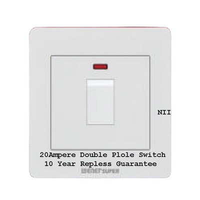 Picture of Wiener Super  Premium Quality 20 Ampere Double Pole Switch -(10 Years Repless Warranty)