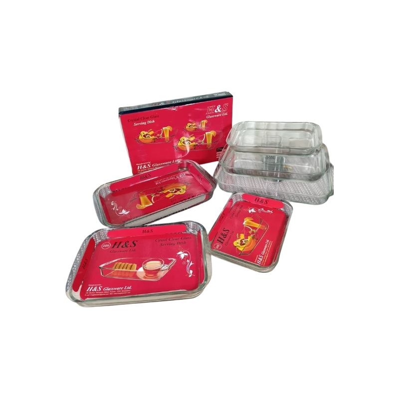 Picture of H&S Glassware Ltd. 3-piece Crystal Clear Glass Serving Dish Set