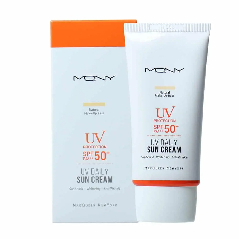 Picture of International Korean Product Skin care SUN CREAM Macqueen Newyork Natural make up base Finish sun cream SPF 50+ used for male/female - 50 gm