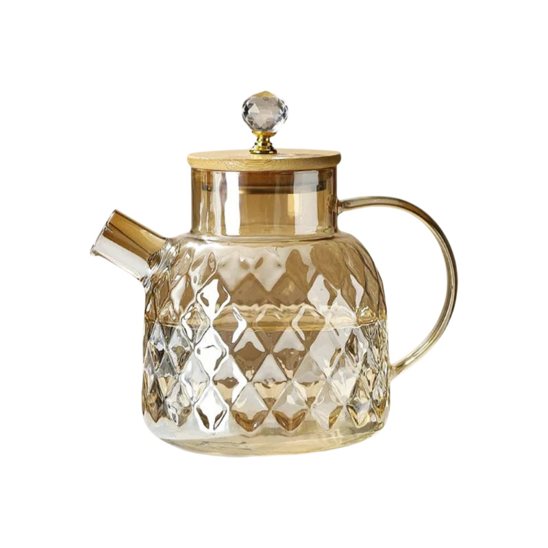 Picture of 1800 ml Glass Water Pitcher with Lid, Glass Water Kettle, Stovetop & Microwave Safe Glass Borosilicate Teapot, Glass Teapot, for Tea Coffee.