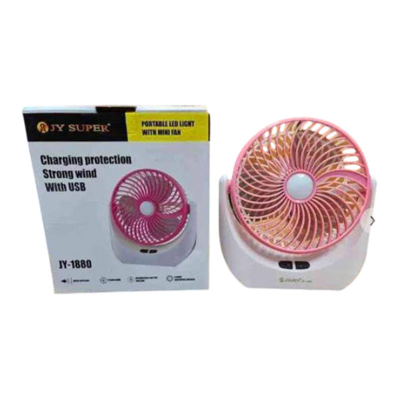 Picture of JY Super lithium rechargeable mini table fan with LED light JY-1880