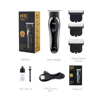 Picture of HTC AT-118 Professional T-blade Zero Cutting For Barber And Home Use Lithium Battery LED Display Two Speeds Control Hair Clipper For Hair Cutting