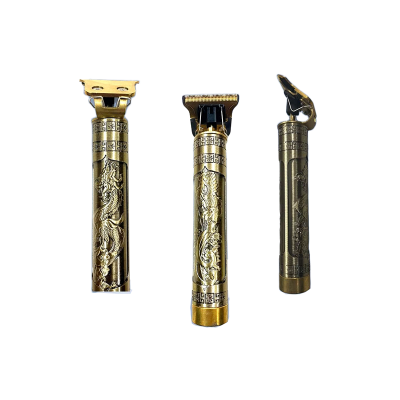 Picture of T9 Vintage USB 6500 charging cable with Rechargeable Hair Trimmer metal body Electric Hair Clipper Haircut Machine For Men-4 Clip(1 Year Warranty)