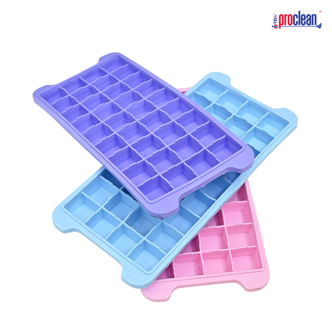 Picture of Proclean Superior Quality 36 Cavity Silicone Ice Cube Tray Mold with Lid IC-2524. Cover for Cocktail, Chocolate,Ice Cream, Soda, Cold Drinks for Freezer, Stackable, Flexible & BPA Free, Multicolor