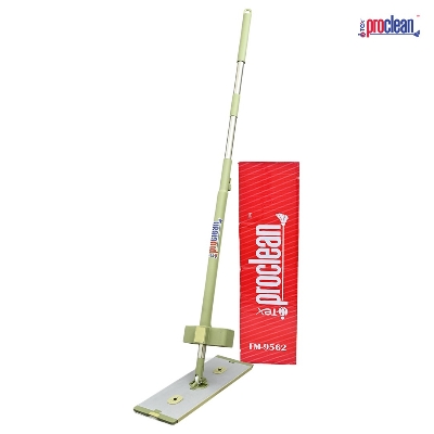 Picture of Proclean Floor Cleaning Regular Flat Mop with squeezer_FM-9562. Easy Swipe Hands-Free Mop with 2pcs Microfiber Pads, Hands-Free Washing Flat Microfiber Wet Dry Mop Self Wringing & Squeeze Flat Mops Cleaning, For all kind of Floors .