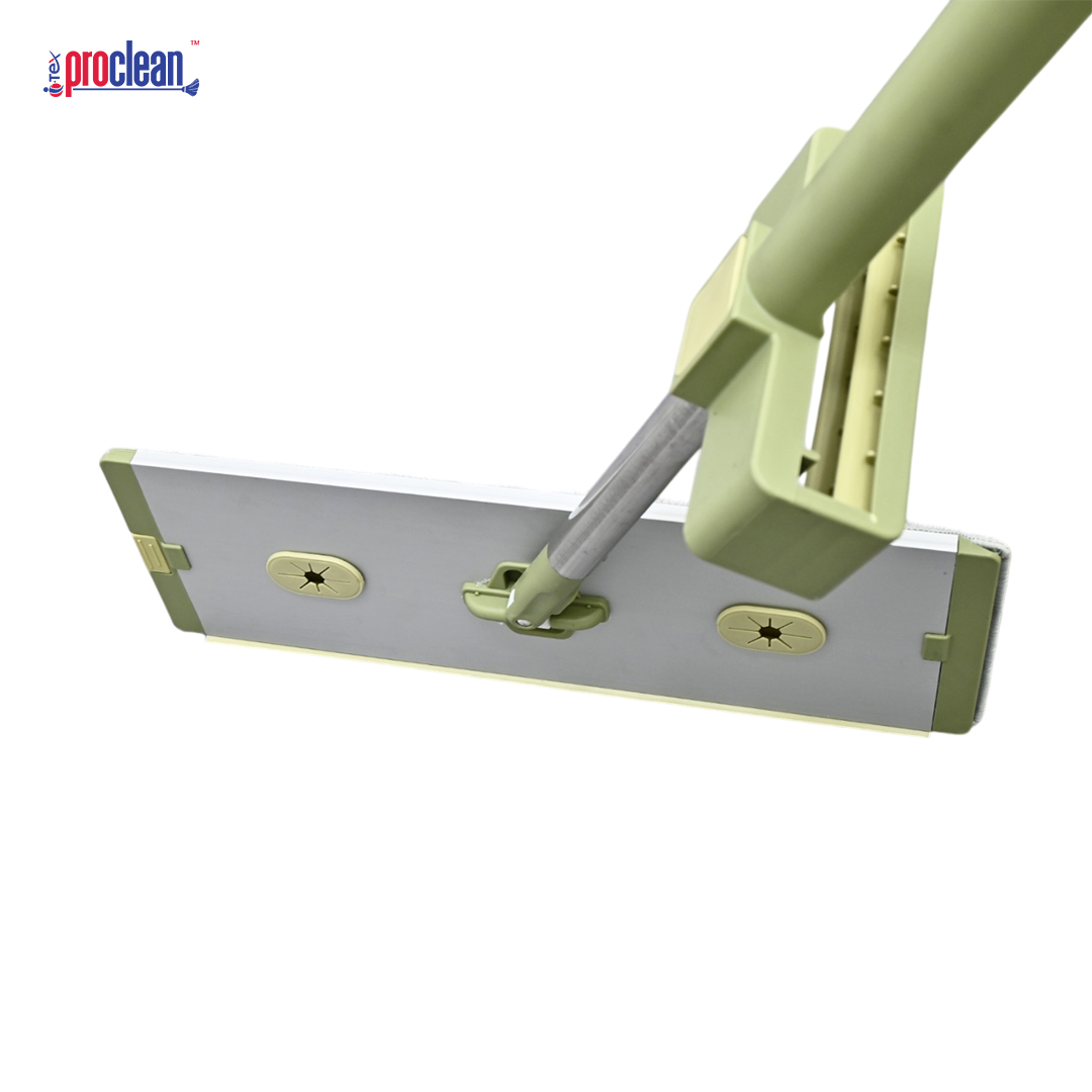 Picture of Proclean Floor Cleaning Regular Flat Mop with squeezer_FM-9562. Easy Swipe Hands-Free Mop with 2pcs Microfiber Pads, Hands-Free Washing Flat Microfiber Wet Dry Mop Self Wringing & Squeeze Flat Mops Cleaning, For all kind of Floors .