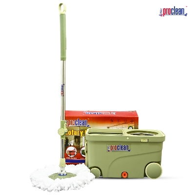 Picture of Proclean Premium Smart 360 Degrees Rotating Mop RM-9715 with Four-Wheel Gliding and Dual-Action Wet-Dry Cleaning System for Home and Office Floors, Multi-functional 360 Rotating Mop Hand-free Floor Mop Household Mop with Cleaning Bucket and 2 pcs Refills.
