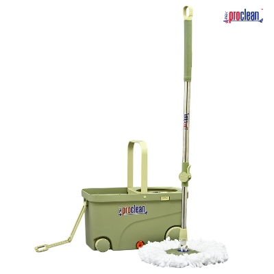 Picture of Proclean Premium Smart 360 Degrees Rotating Mop RM-9715 with Four-Wheel Gliding and Dual-Action Wet-Dry Cleaning System for Home and Office Floors, Multi-functional 360 Rotating Mop Hand-free Floor Mop Household Mop with Cleaning Bucket and 2 pcs Refills.