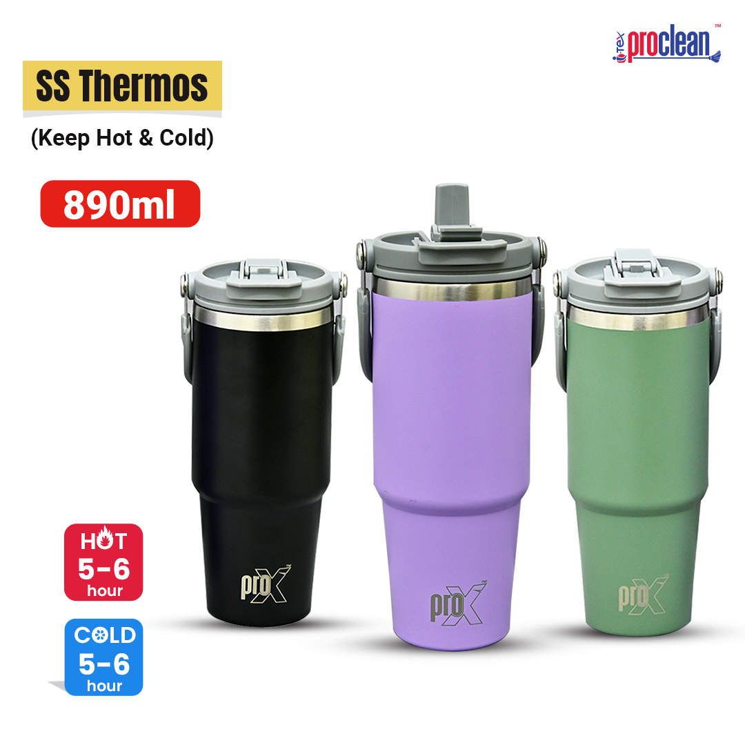 Picture of Proclean Thermos Mug 890ML CM-1718 with Handle and Straw Lid Stainless Steel Vacuum Insulated Cup, Coffee Mug for Water, Coffee or Iced Tea