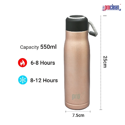 Picture of ProX Stainless Steel Water Bottle with Carry Rope WB-2289  | 500ml Hot & Cold Water Bottle| for Office, Home, Gym, School | Leak Proof Double Walled Vacuum Insulated Bottle