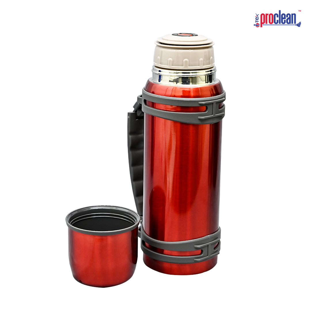 Picture of ProX Flask WB-2296 for Hot Drink Large 1300ml Thermal Flask Vacuum Insulated, Thermal Flask Keeps (Hot:10-12+h) | (Cold:16-18+h), StainlessSteel Flasks for Hot and Cold Drinks, BPA-Free, 100% Leak-proof. Bottle Large Capacity with Strap for Outdoor Travel