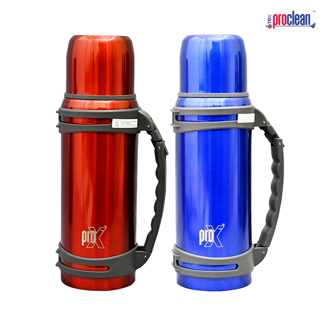 Picture of ProX Flask WB-2296 for Hot Drink Large 1300ml Thermal Flask Vacuum Insulated, Thermal Flask Keeps (Hot:10-12+h) | (Cold:16-18+h), StainlessSteel Flasks for Hot and Cold Drinks, BPA-Free, 100% Leak-proof. Bottle Large Capacity with Strap for Outdoor Travel