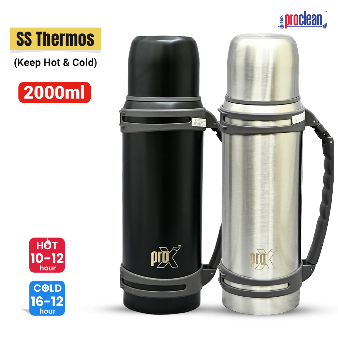 Picture of ProX Flask WB-2302 for Hot Drink Large 2L Thermal Flask Vacuum Insulated, Thermal Flask Keeps (Hot:10-12+h) | (Cold:16-18+h), Stainless Steel Flasks for Hot and Cold Drinks, BPA-Free, 100% Leak-proof. Bottle Large Capacity with Strap for Outdoor Travel.