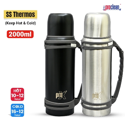 Picture of ProX Flask WB-2302 for Hot Drink Large 2L Thermal Flask Vacuum Insulated, Thermal Flask Keeps (Hot:10-12+h) | (Cold:16-18+h), Stainless Steel Flasks for Hot and Cold Drinks, BPA-Free, 100% Leak-proof. Bottle Large Capacity with Strap for Outdoor Travel.
