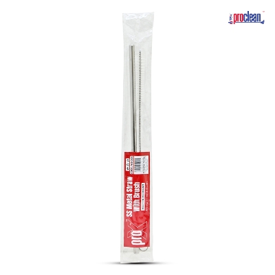 Picture of ProX Reusable Metal Drinking Straw_WB-2135. Stainless Steel Eco Friendly 1pcs Long Straw with Cleaning Brush for Everyday Use Drinks, Cocktail, Cold Coffee, Juice and Other Liquid foods.