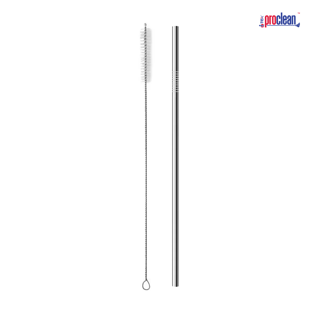 Picture of ProX Reusable Metal Drinking Straw_WB-2135. Stainless Steel Eco Friendly 1pcs Long Straw with Cleaning Brush for Everyday Use Drinks, Cocktail, Cold Coffee, Juice and Other Liquid foods.
