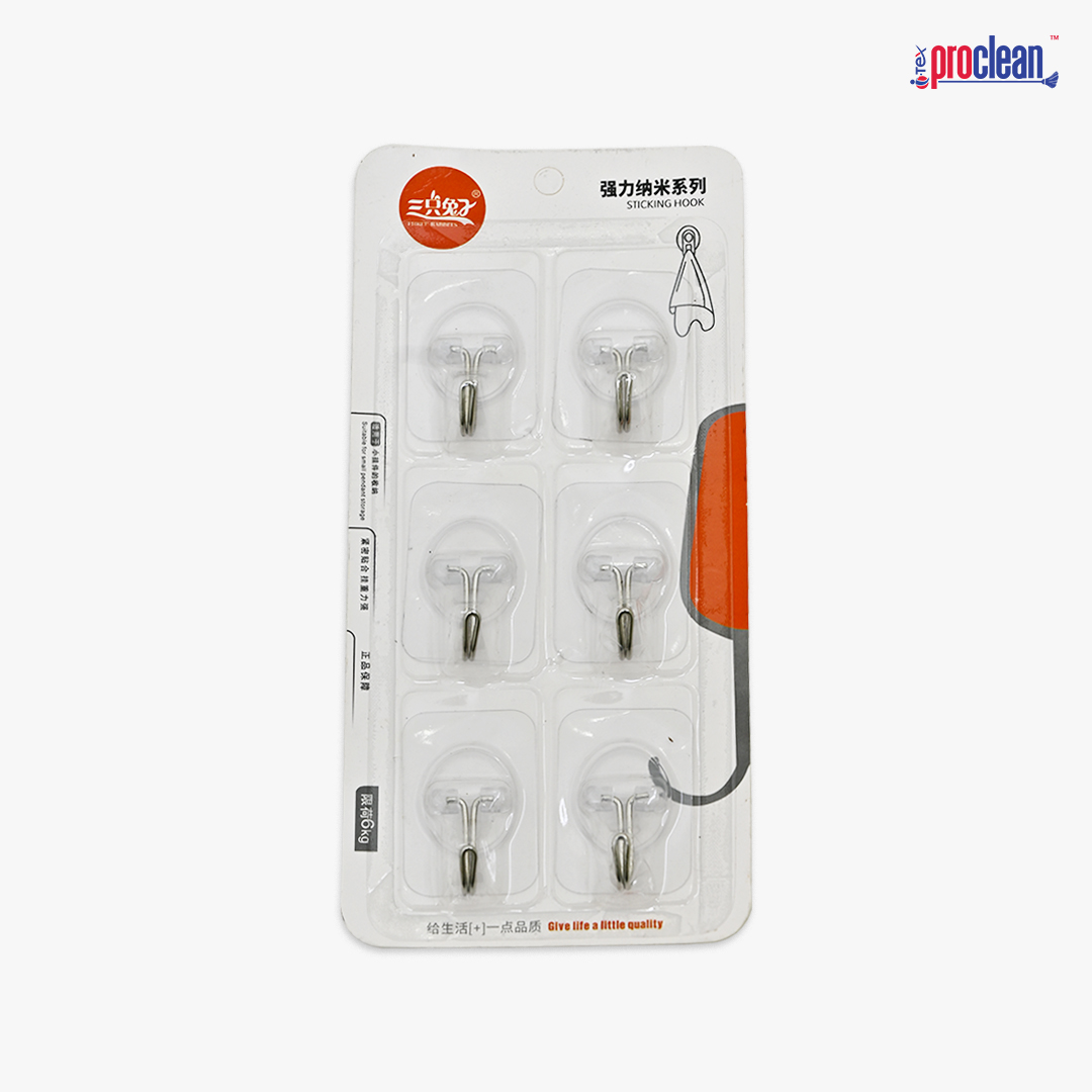 Picture of Adhesive Hooks_WH-2227 (Set of 6 Pcs) for Hanging Heavy Weights - Bathroom & Kitchen - Waterproof Clear Hooks, Kitchen Accessories, and More - No Drilling Required - Great Choice for Your Home Improvement
