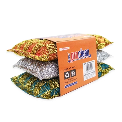 Picture of Proclean Big Scouring Pad BS-0957, 6pcs Durable Kitchen Scrub Scouring Sponge Pad Non-Scratch Stainless Steel Microfiber Dishwashing Sponges