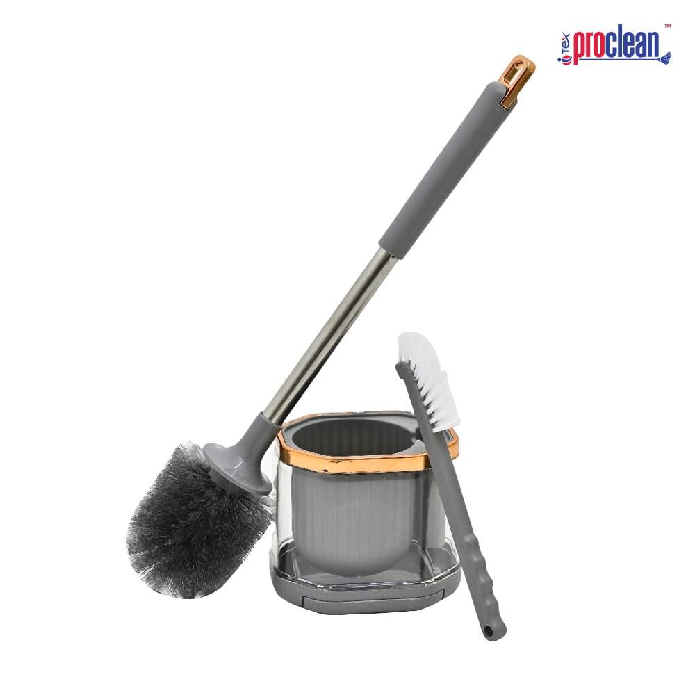 Picture of Proclean Premium 3part/Set Toilet Brush and Holder Set _ TB-2104 . Wall Mounted, Long Handle Toilet Brush, Small Toilet Scrub Brush, Flexible Toilet Bowl Cleaning Brush, No Dead Corner, Bathroom Cleaning Brush, Cleaning Supplies, CleaningTool, Floor Stand