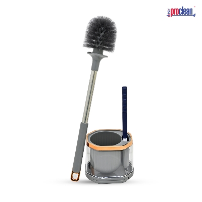 Picture of Proclean Premium 3part/Set Toilet Brush and Holder Set _ TB-2104 . Wall Mounted, Long Handle Toilet Brush, Small Toilet Scrub Brush, Flexible Toilet Bowl Cleaning Brush, No Dead Corner, Bathroom Cleaning Brush, Cleaning Supplies, CleaningTool, Floor Stand