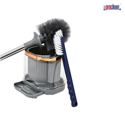 Picture of Proclean Premium 3part/Set Toilet Brush and Holder Set _ TB-2104 . Wall Mounted, Long Handle Toilet Brush, Small Toilet Scrub Brush, Flexible Toilet Bowl Cleaning Brush, No Dead Corner, Bathroom Cleaning Brush, Cleaning Supplies, CleaningTool, Floor Stand