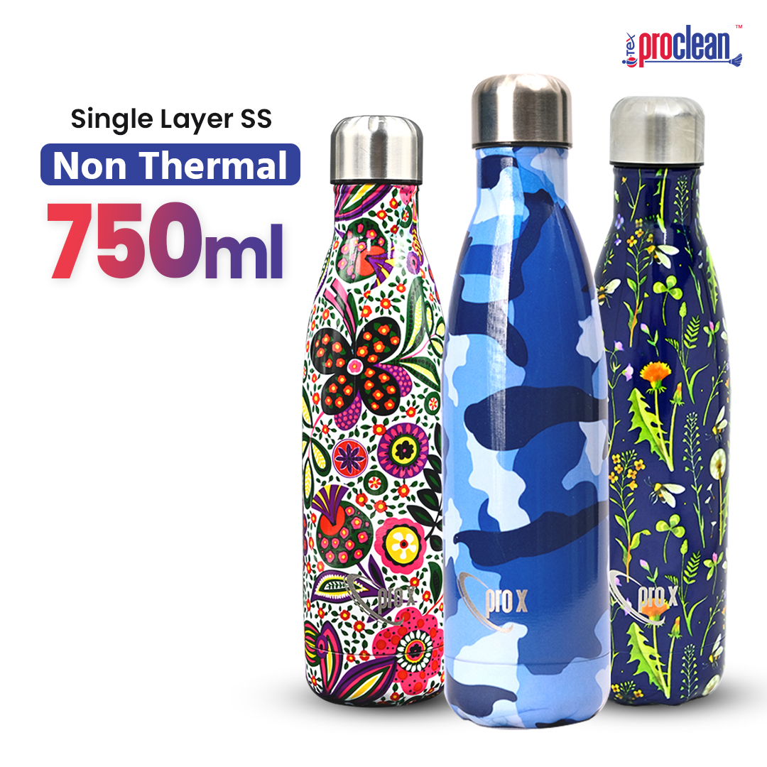 Picture of Proclean Stainless Steel Vacuum Insulated Cola Shape (750ml) SS Non Thermal  Printed Water Bottle_WB-2128