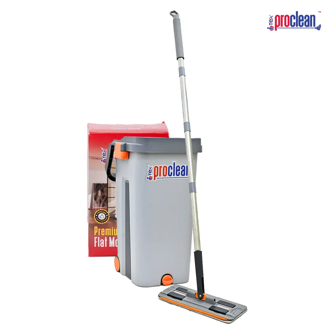 Picture of Premium Flat Mop FM-2012 ,Plastic  Flat Mop Bucket Wet and Dry Use, Comfortable Durable Grip Pour Handle Suitable for Indoor and Outdoor Use