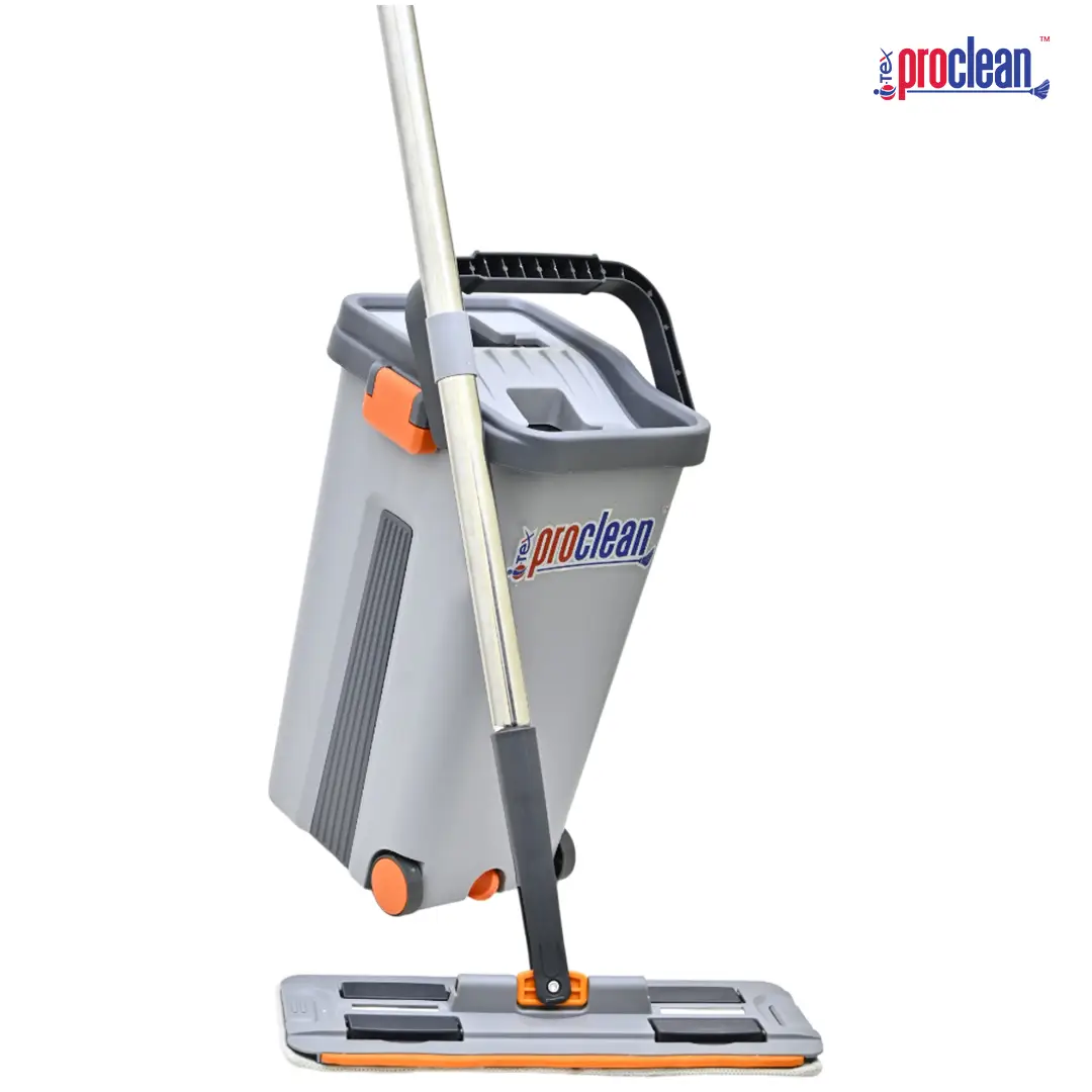 Picture of Premium Flat Mop FM-2012 ,Plastic  Flat Mop Bucket Wet and Dry Use, Comfortable Durable Grip Pour Handle Suitable for Indoor and Outdoor Use