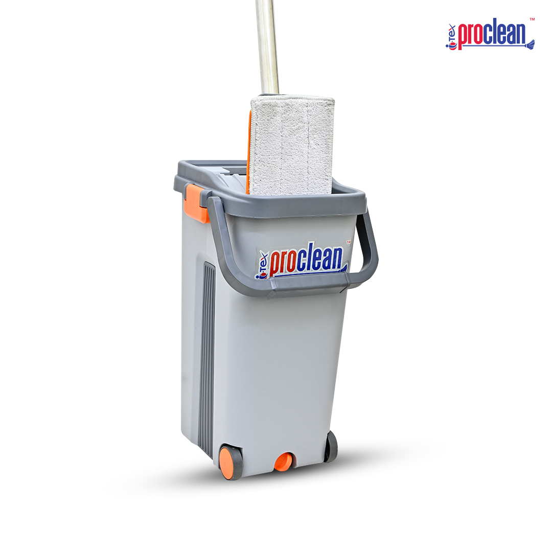 Picture of Premium Flat Mop FM-2012 ,Plastic  Flat Mop Bucket Wet and Dry Use, Comfortable Durable Grip Pour Handle Suitable for Indoor and Outdoor Use