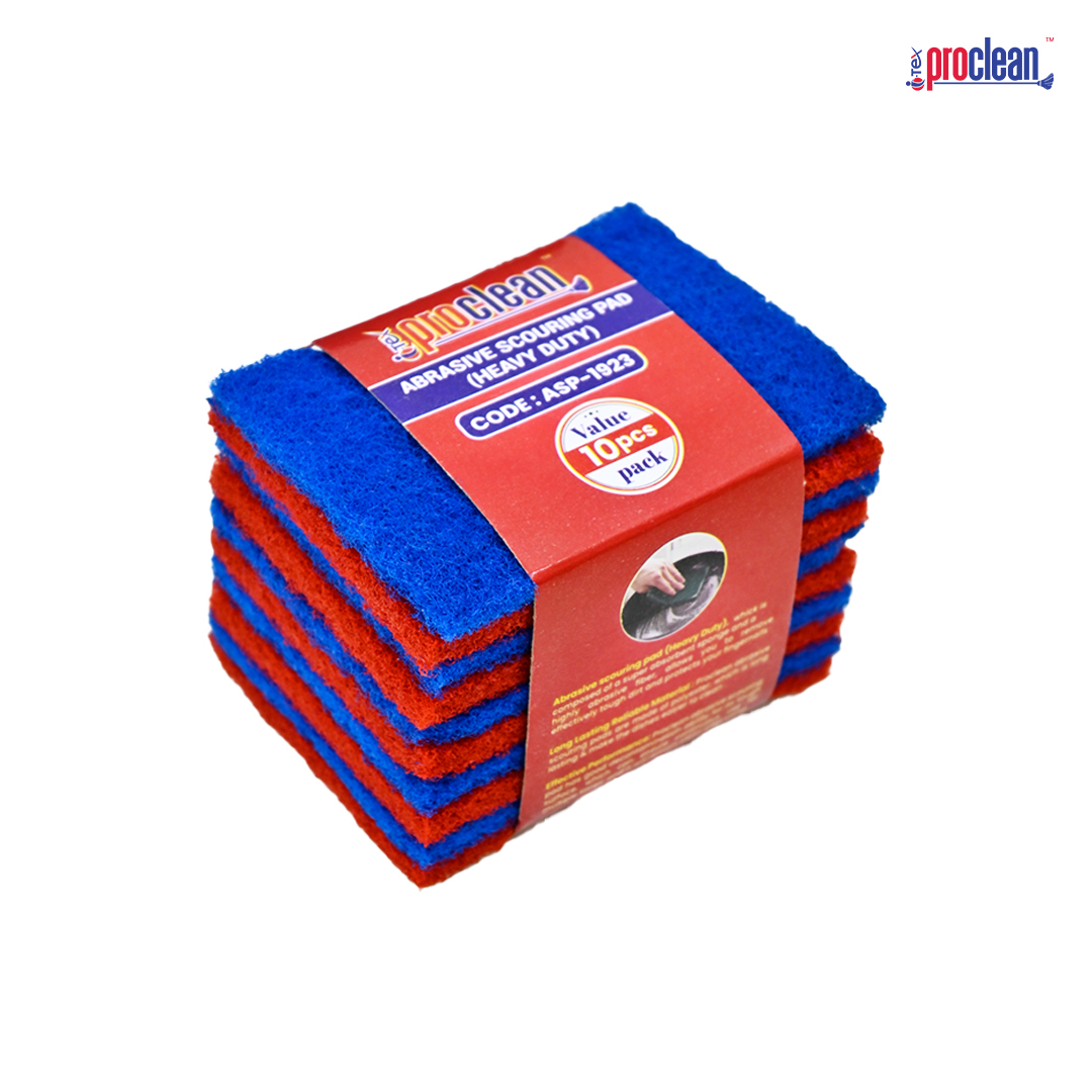 Picture of Proclean Abrasive Scouring Pad, Multi-Use & Non-Scratch . All-Purpose Scrubbing Sponge Safely Cleans All Hard Surfaces in Kitchen and Bathroom, 10 Count (Pack of 1), Green_ASP-1923