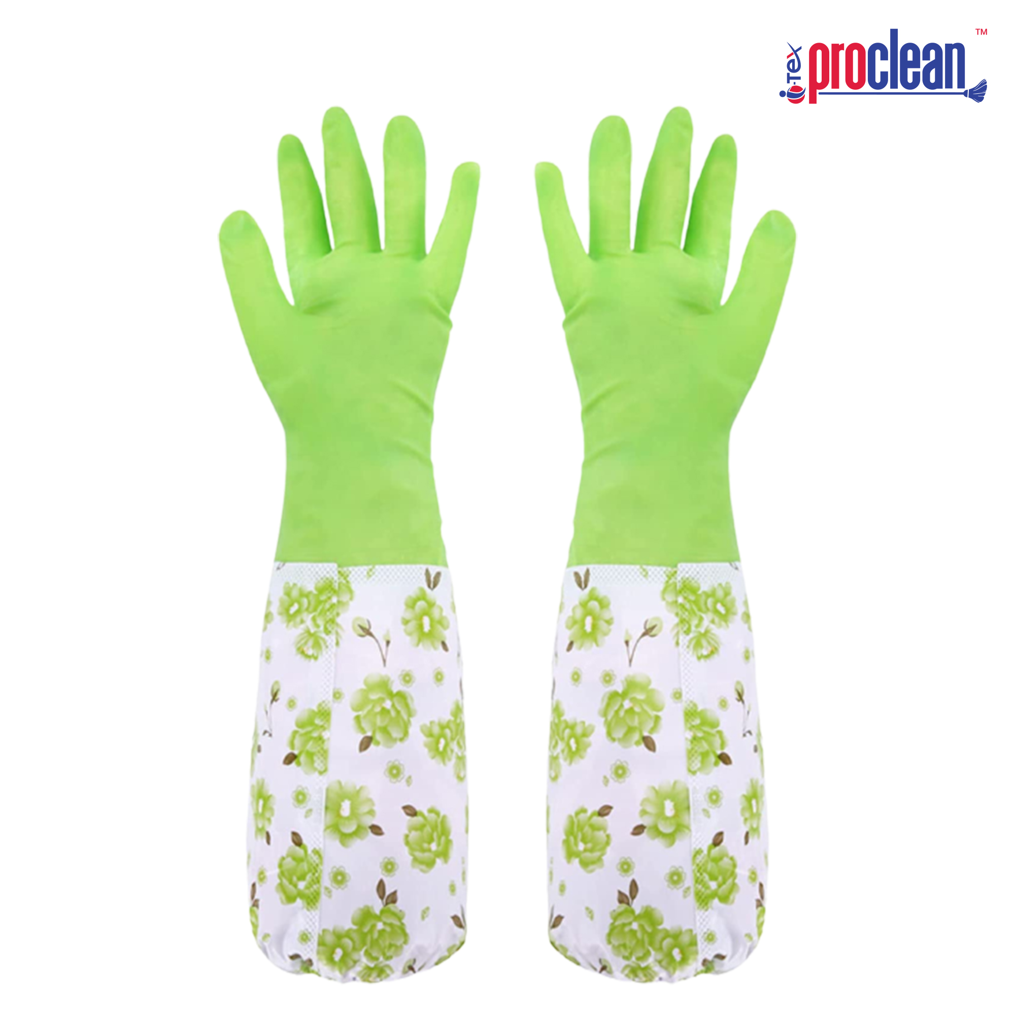Picture of Proclean Regular Kitchen Gloves KG-1428 -100% waterproof - Long Cuff Dishwashing Gloves Heavy Duty, Reusable Large Gloves for Kitchen, Bathroom, Gardening, Working, Pet Care.