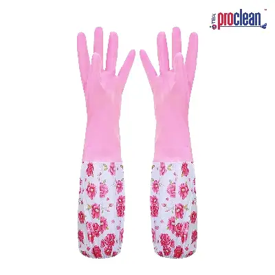Picture of Proclean Regular Kitchen Gloves KG-1428 -100% waterproof - Long Cuff Dishwashing Gloves Heavy Duty, Reusable Large Gloves for Kitchen, Bathroom, Gardening, Working, Pet Care.
