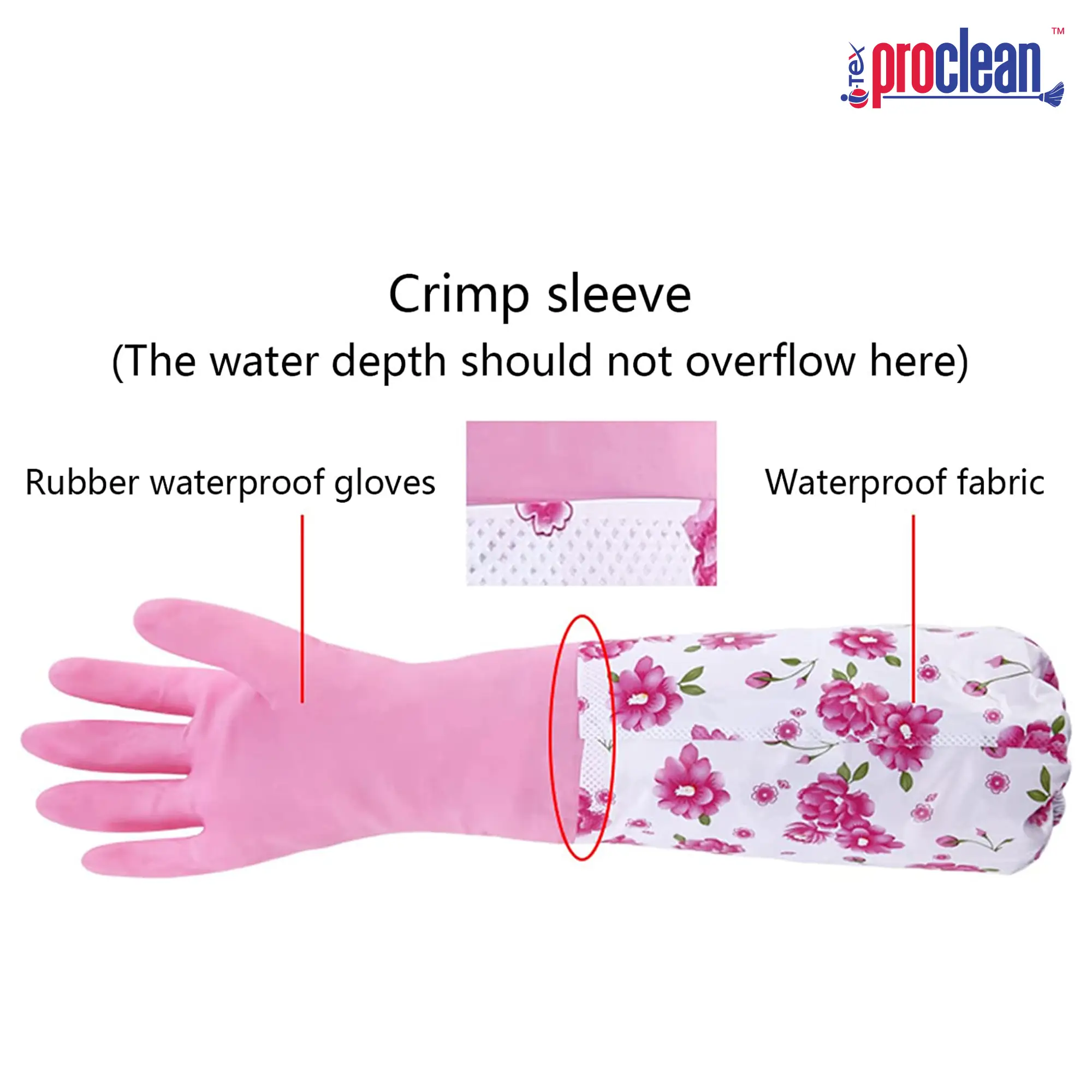 Picture of Proclean Regular Kitchen Gloves KG-1428 -100% waterproof - Long Cuff Dishwashing Gloves Heavy Duty, Reusable Large Gloves for Kitchen, Bathroom, Gardening, Working, Pet Care.