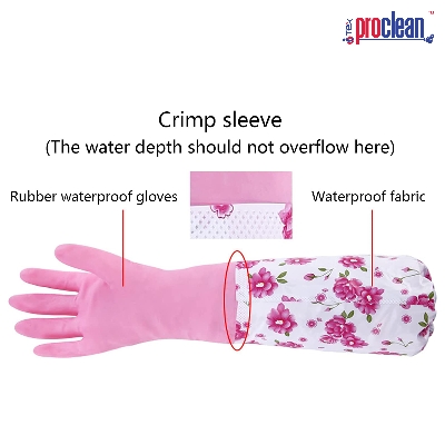 Picture of Proclean Regular Kitchen Gloves KG-1428 -100% waterproof - Long Cuff Dishwashing Gloves Heavy Duty, Reusable Large Gloves for Kitchen, Bathroom, Gardening, Working, Pet Care.