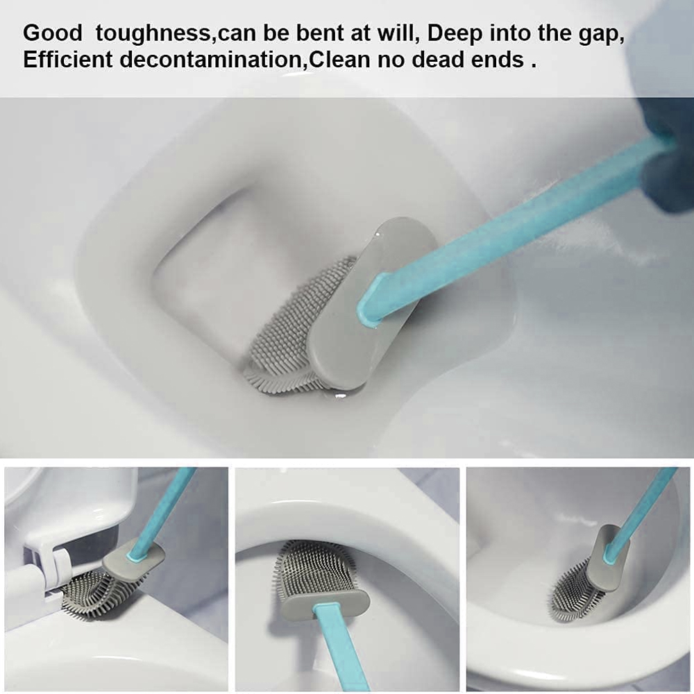 Picture of Proclean Silicone Toilet Brush,Toilet Cleaning System With Wall Hanging System . Long Handle Soft Silicone Toilet Corner Cleaning Brush TB-1022