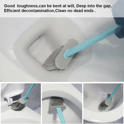 Picture of Proclean Silicone Toilet Brush,Toilet Cleaning System With Wall Hanging System . Long Handle Soft Silicone Toilet Corner Cleaning Brush TB-1022
