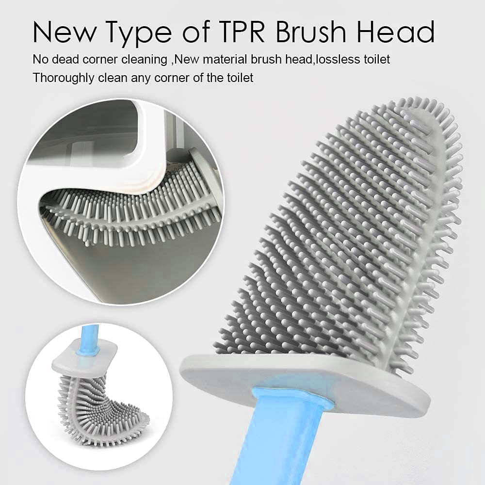 Picture of Proclean Silicone Toilet Brush,Toilet Cleaning System With Wall Hanging System . Long Handle Soft Silicone Toilet Corner Cleaning Brush TB-1022
