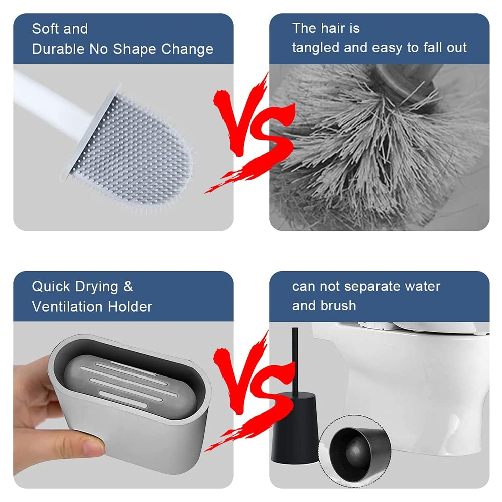 Picture of Proclean Silicone Toilet Brush,Toilet Cleaning System With Wall Hanging System . Long Handle Soft Silicone Toilet Corner Cleaning Brush TB-1022