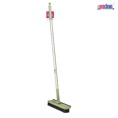 Picture of Proclean Long Scrubbing Brush_LB-0858 with adjustable long handle, squeegee and bristles 2 in 1 for cleaning bathrooms, tiles, garages, walls,floors and swimming pools