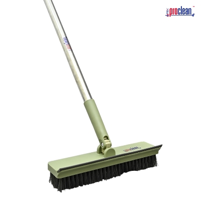 Picture of Proclean Long Scrubbing Brush_LB-0858 with adjustable long handle, squeegee and bristles 2 in 1 for cleaning bathrooms, tiles, garages, walls,floors and swimming pools