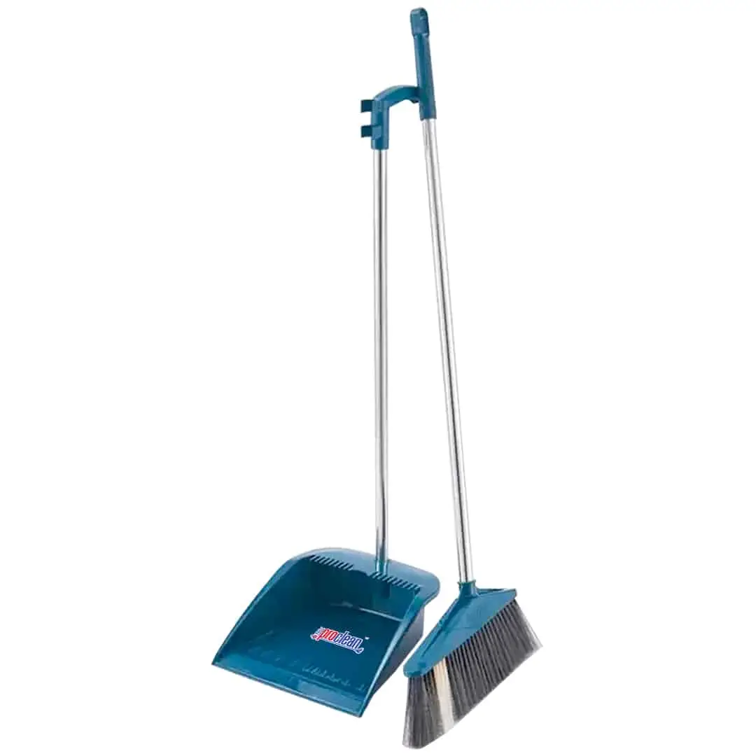 Picture of Proclean Long Handle Broom And Dustpan_CB-0865 with Comb Set for Home Office Lobby Floor Cleaning and Dusting